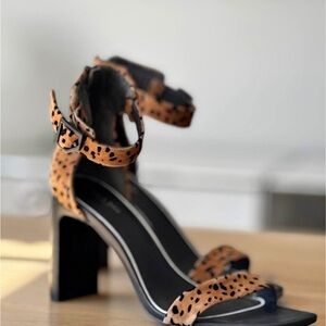 Rag & Bone Ellis Cheetah Print Leather Ankle Strap Buckle Block Heels